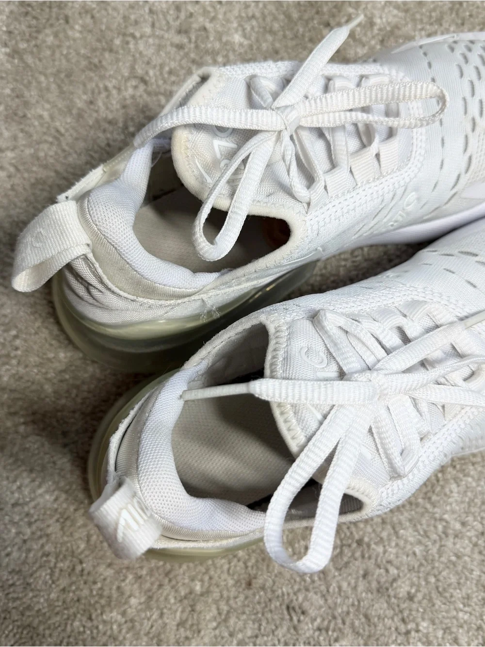 Nike Kids Youth Air Max 270 Trainers Sneaker Shoes in White 4Y
